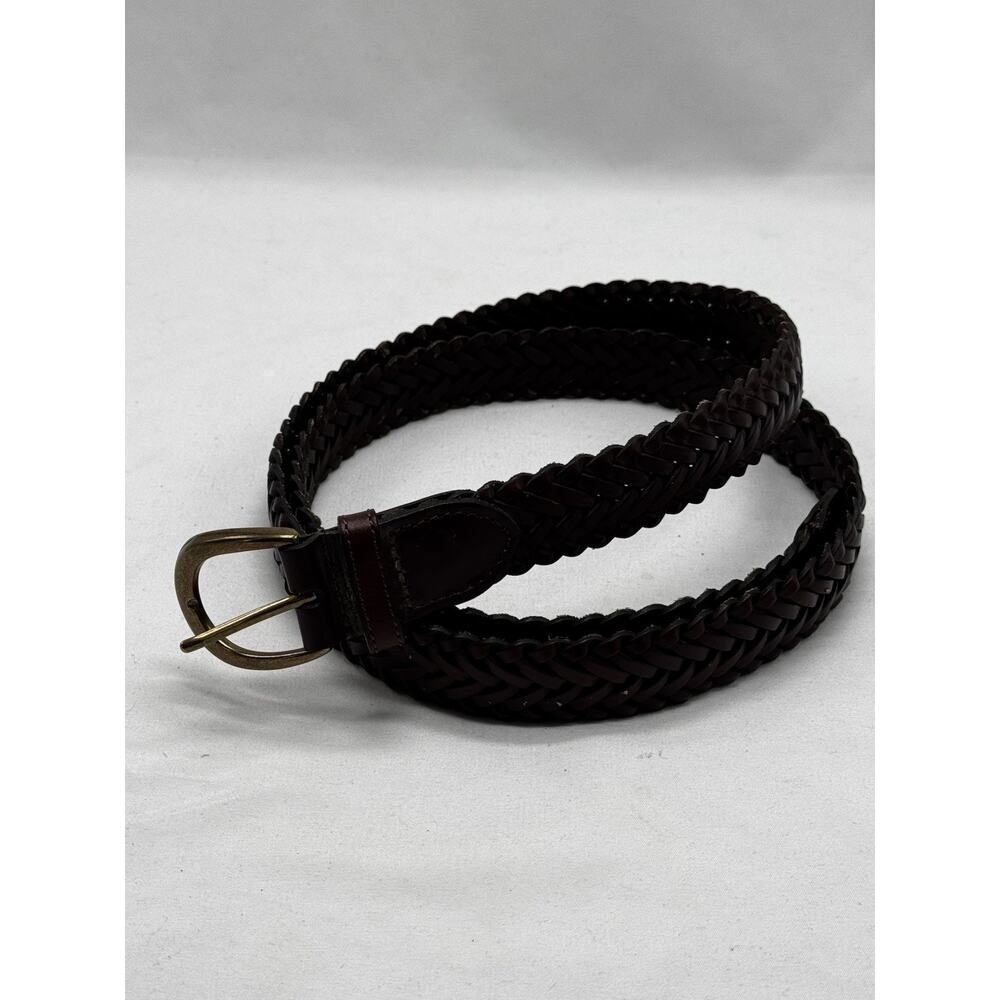 Leather Serpentine Braided Gold Square Buckle Burgundy Sz 3XL 50” Long 1” Wide